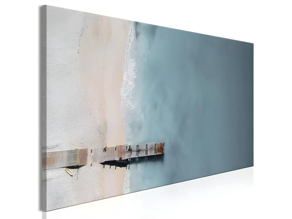 Tableau Sea and Wooden Bridge (1 Part) Narrow Grey : Taille - 150 x 50 cm