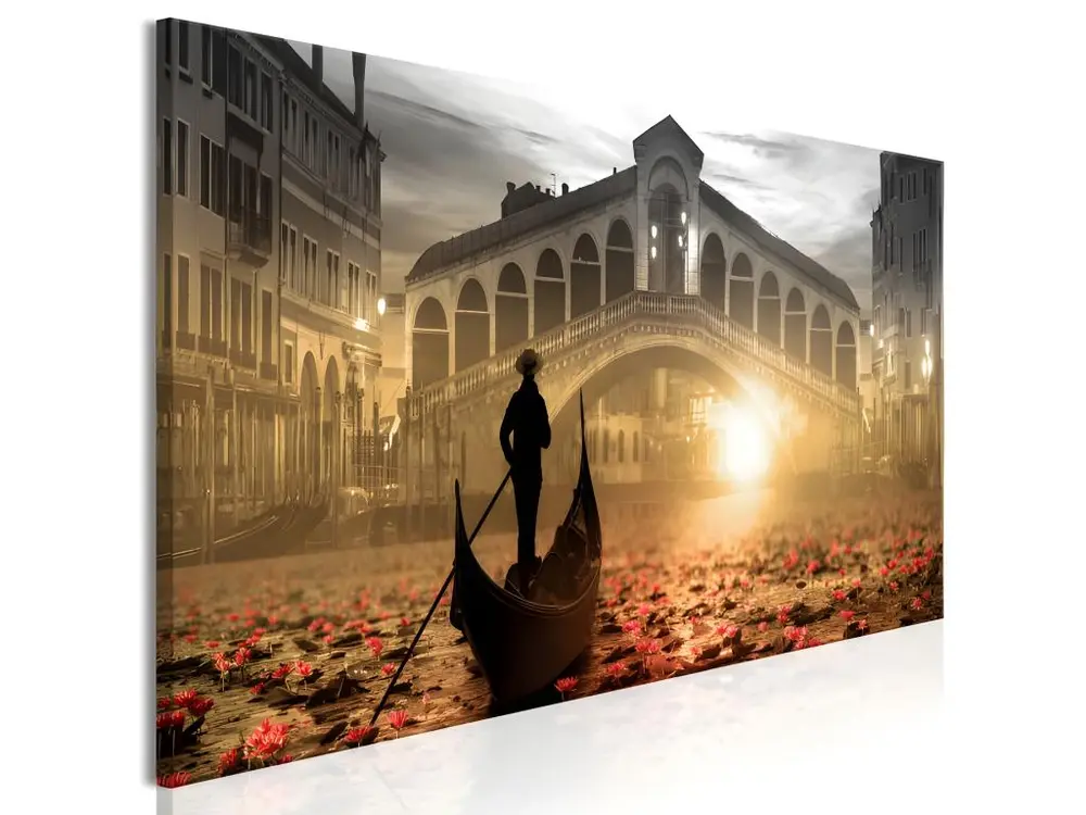 Tableau Villes Magic Venice (1 Part) Narrow Orange : Taille - 150 x 50 cm