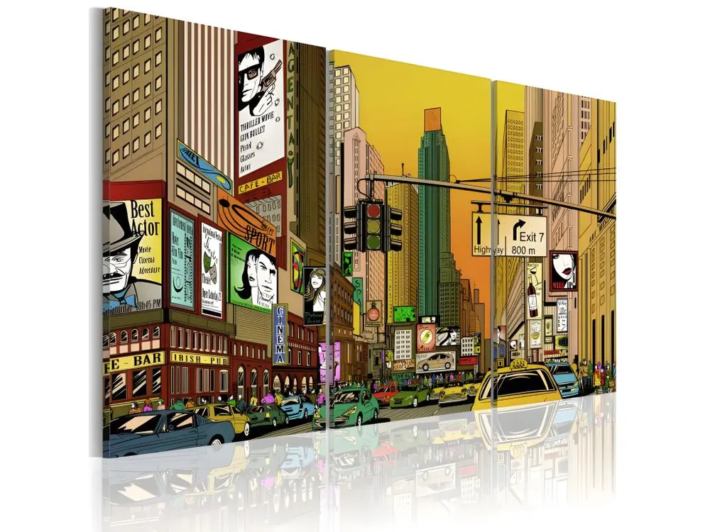 Tableau Villes Cartoon NYC : Taille - 90 x 60 cm