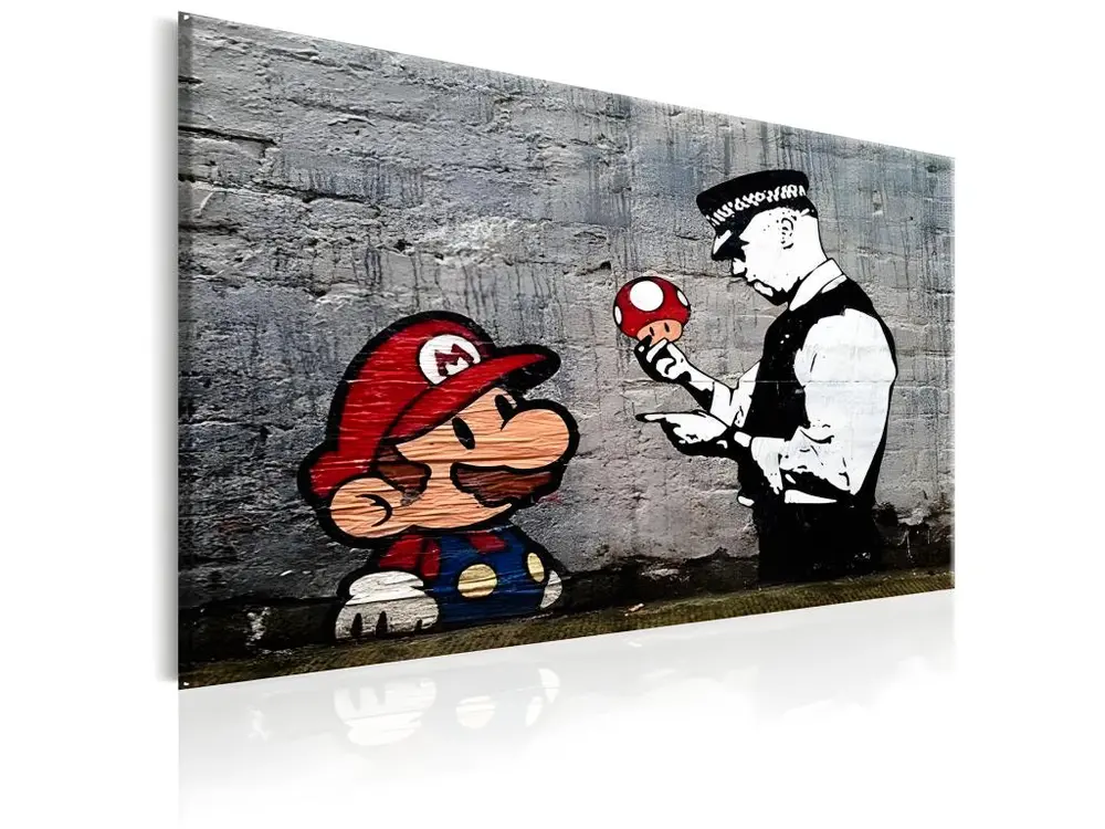 Tableau Mario and Cop by Banksy : Taille - 90 x 60 cm