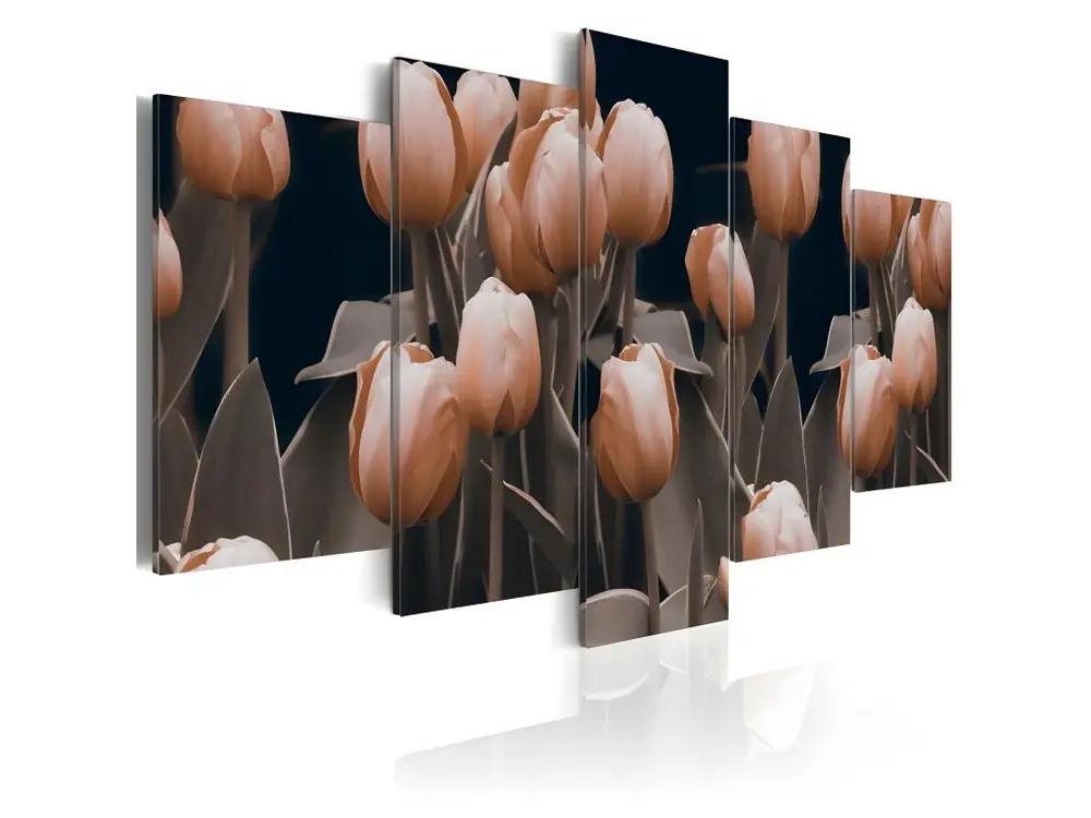 Tableau Fleurs Tulipes en sépia : Taille - 100 x 50 cm