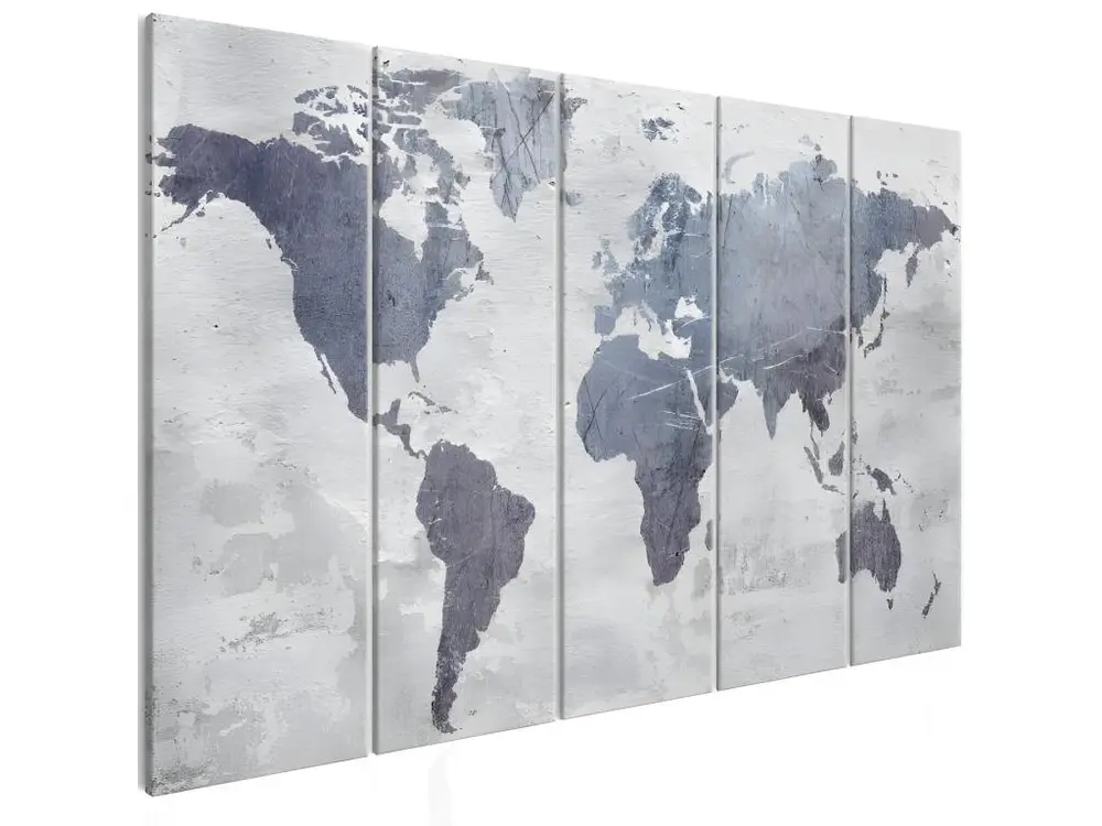 Tableau Cartes du monde Concrete World Map (5 Parts) Narrow : Taille - 200 x 80 cm