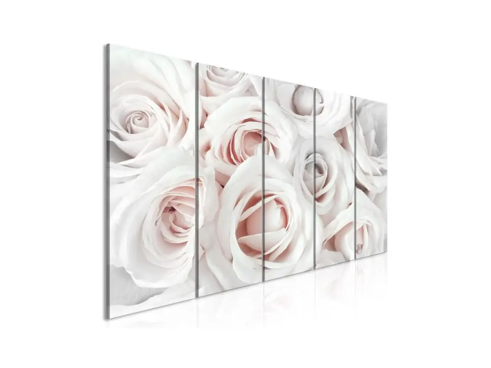 Tableau Fleurs Satin Rose (5 Parts) Narrow Pink : Taille - 200 x 80 cm