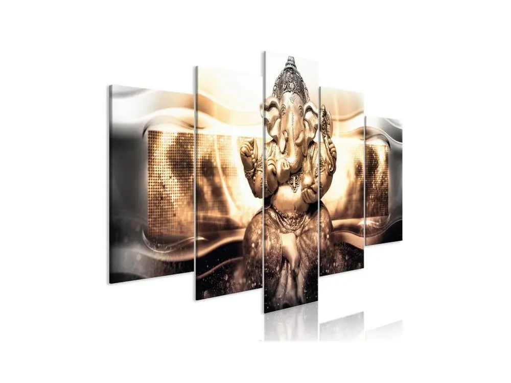 Tableau Zen Buddha Style (5 Parts) Golden Wide : Taille - 200 x 100 cm