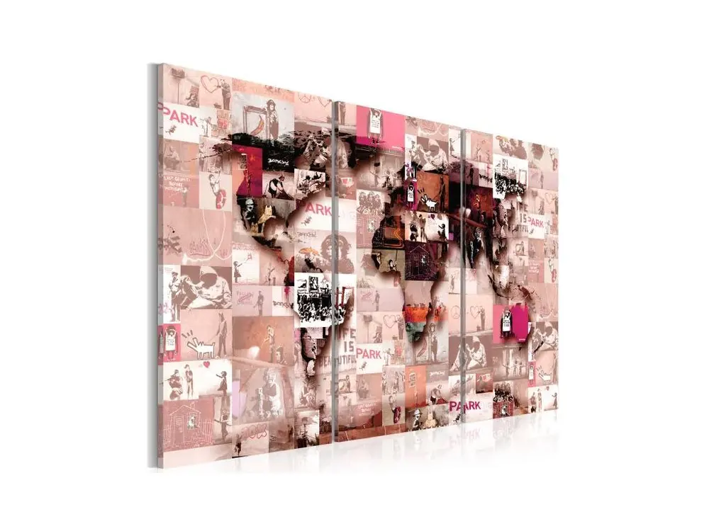 Tableau Cartes du monde Banksy Graffiti Collage : Taille - 120 x 80 cm