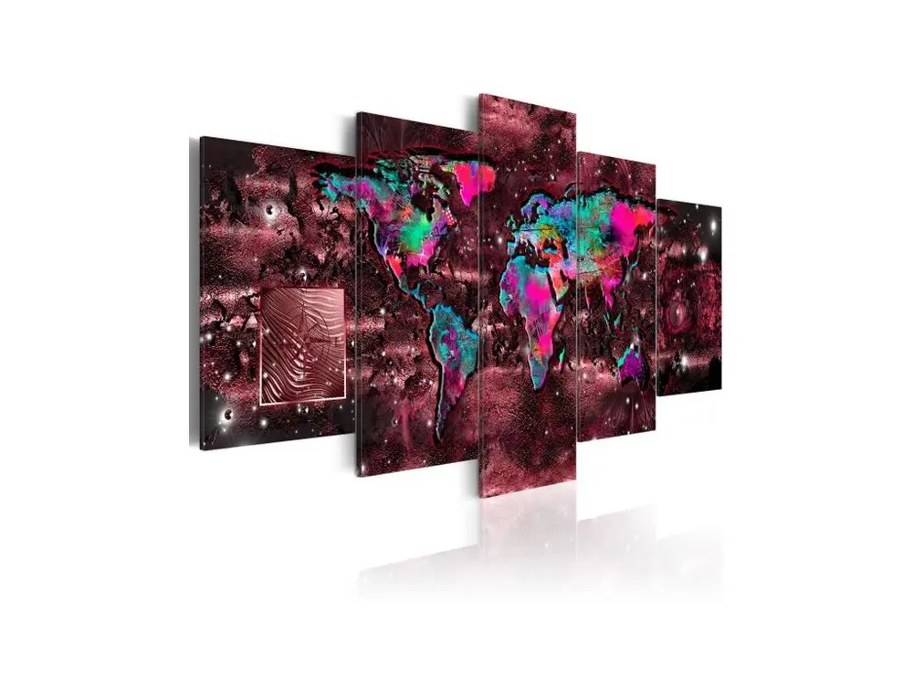 Tableau Cartes du monde Ruby Journey : Taille - 100 x 50 cm