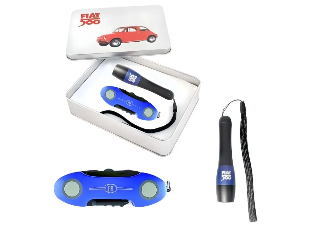 Coffret couteau multifonctions et torche Fiat 500